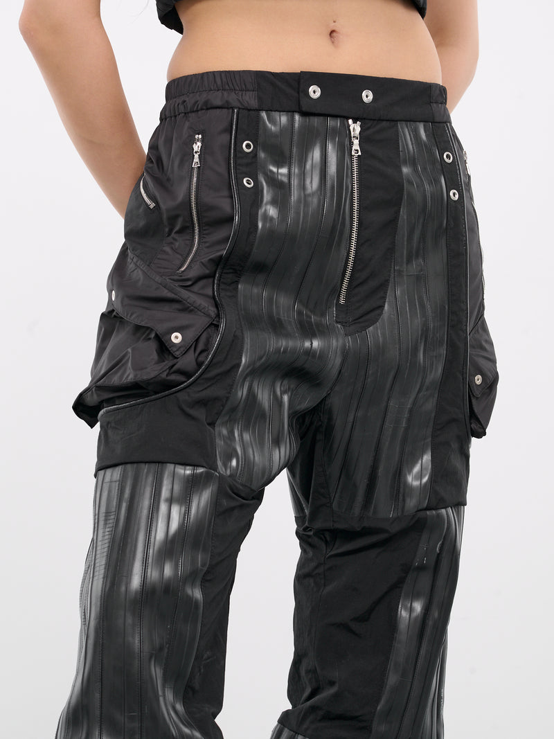 Tubed Tech Nylon Check Trousers (12002-WITH-TUBING-BLACK)