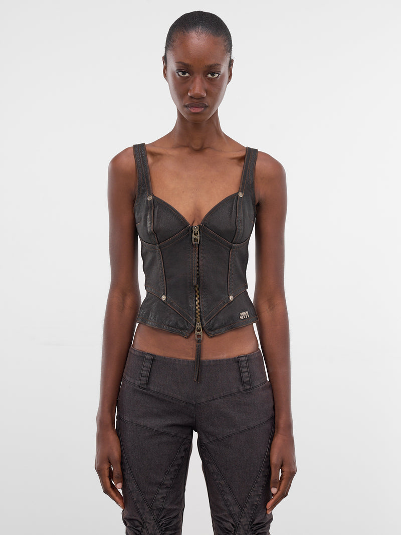 Miss Sixty x KNWLS Leather Corset (6M1LJ92500-RETRO-BLACK)