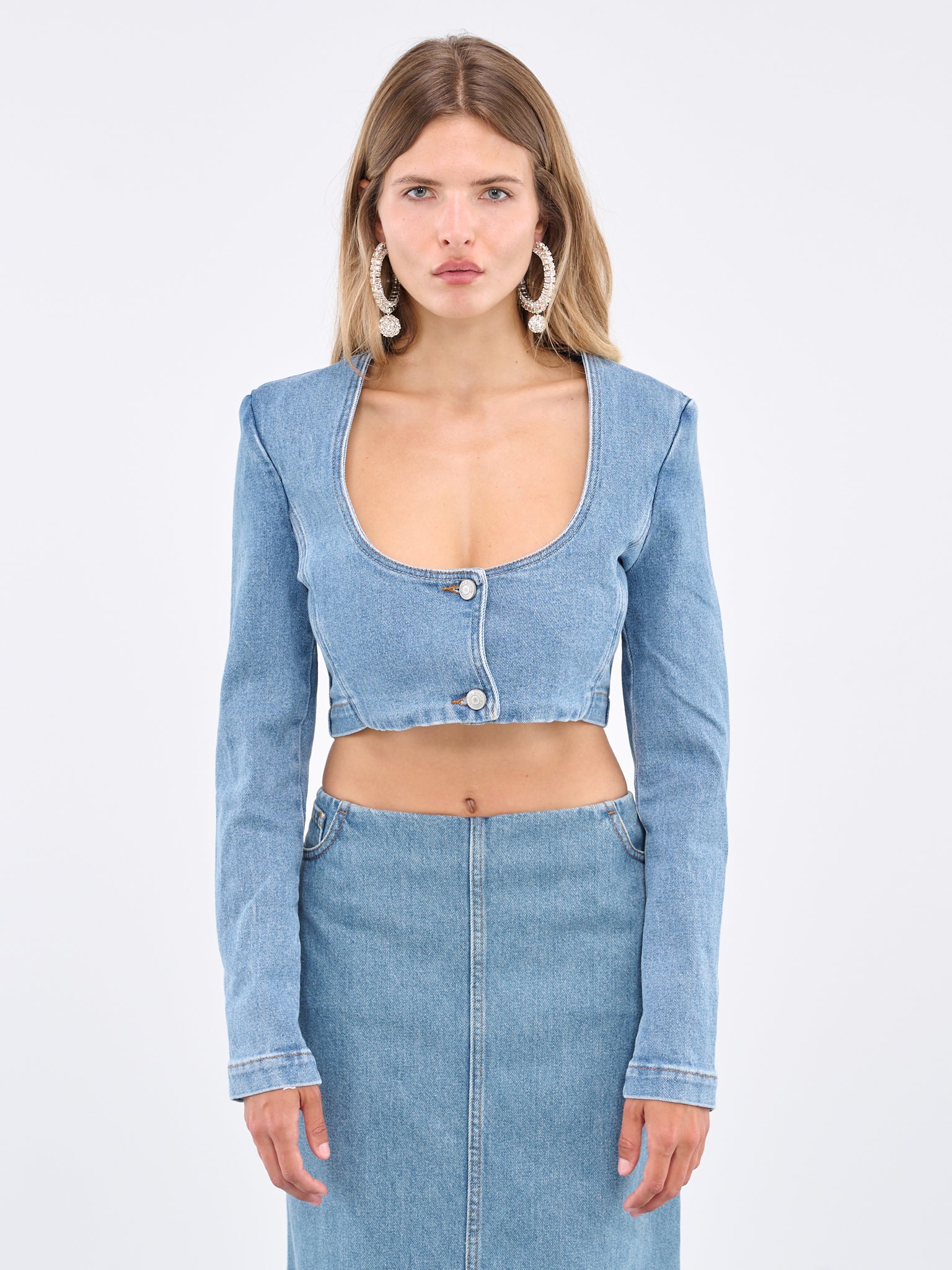 Denim Crop Jacket (120723-BLUE)