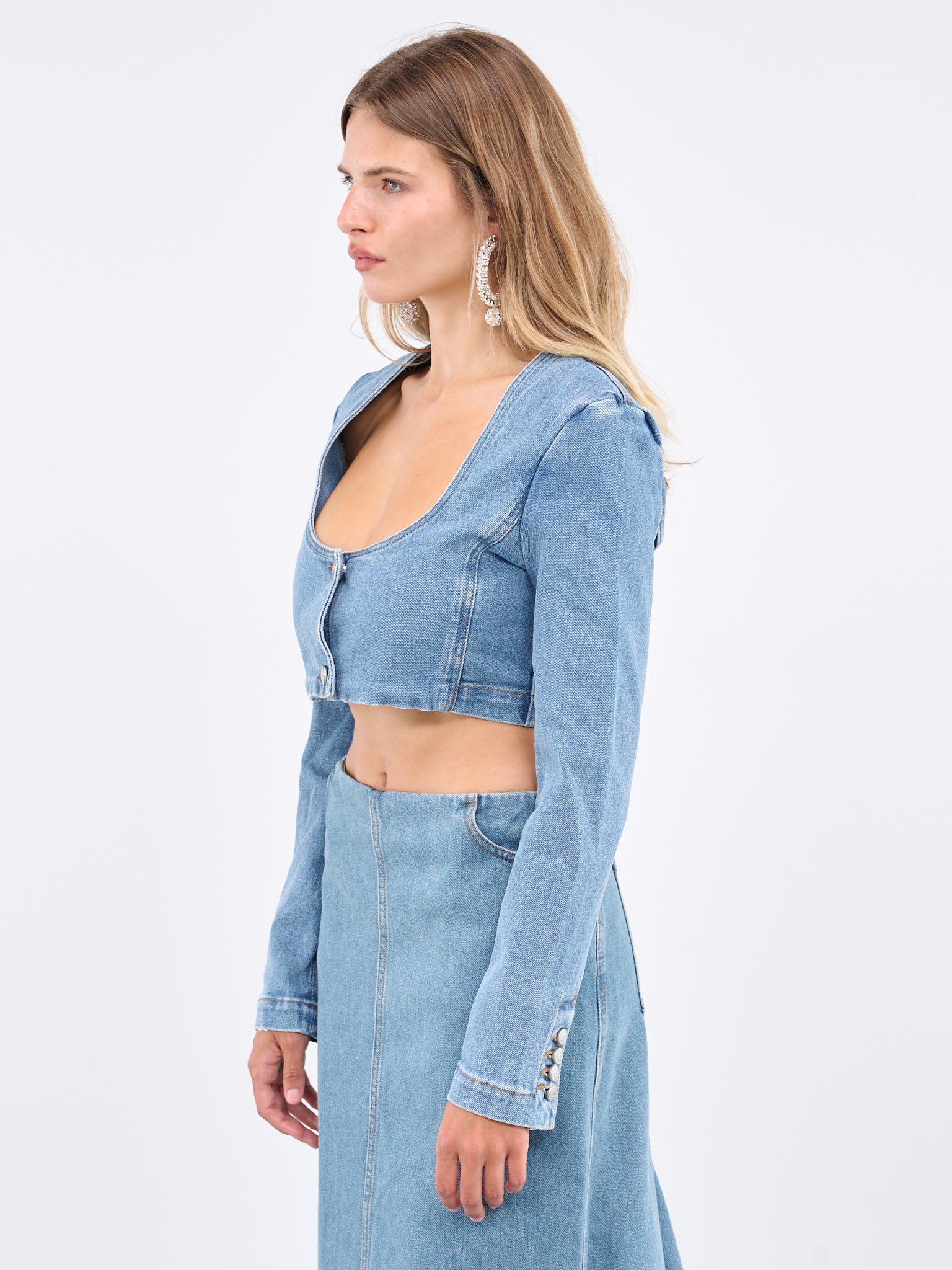 Denim Crop Jacket (120723-BLUE)