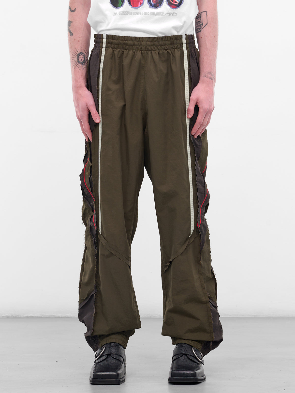 Green Deconstructed Nylon Joggers (120WP01414-GREEN)