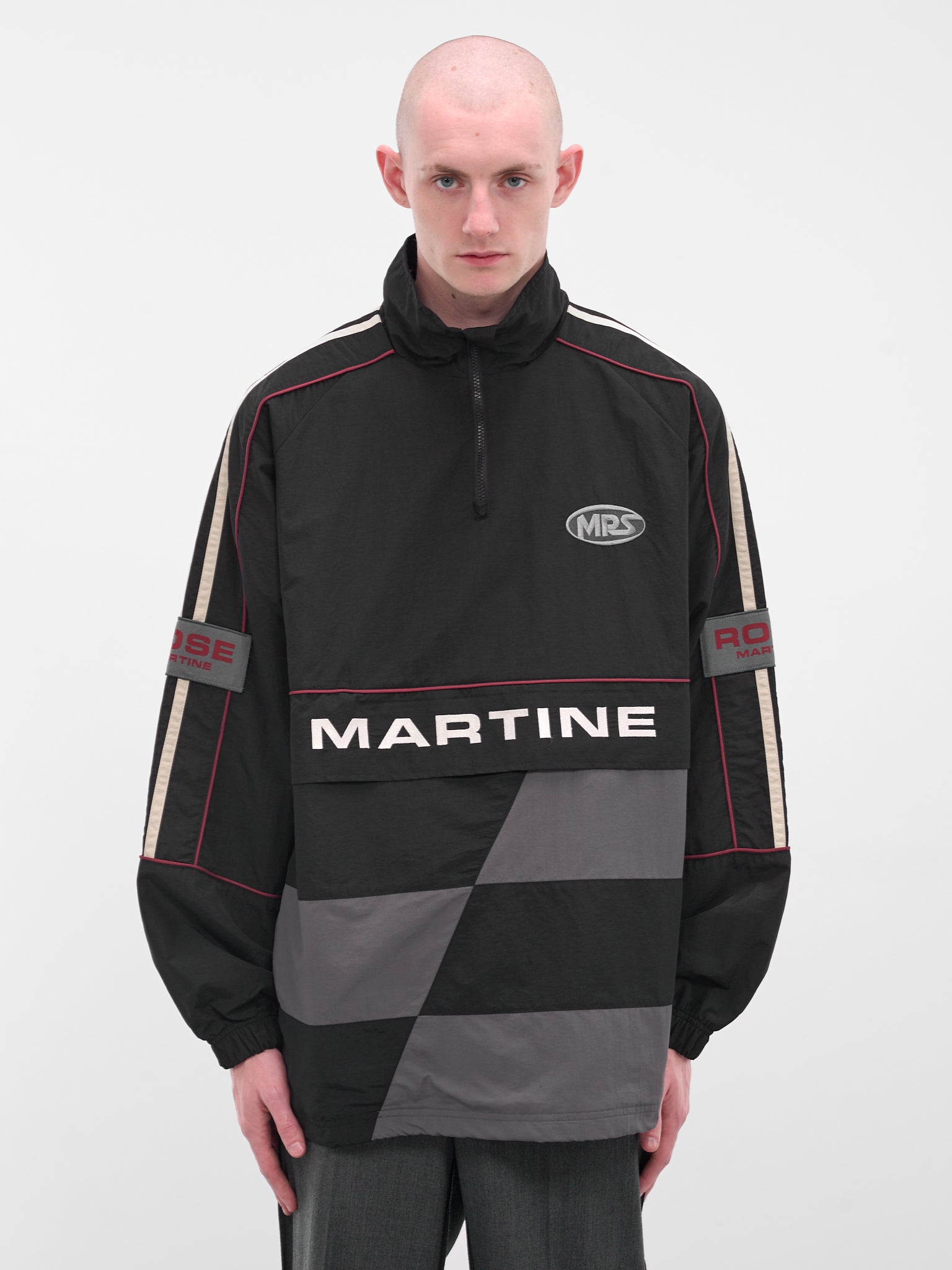Black Hockey Nylon Pullover (121WP01009-BLACK-GREY)