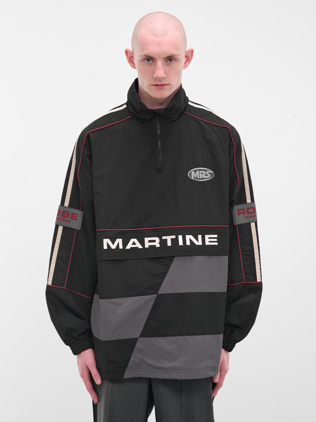 Black Hockey Nylon Pullover (121WP01009-BLACK-GREY)
