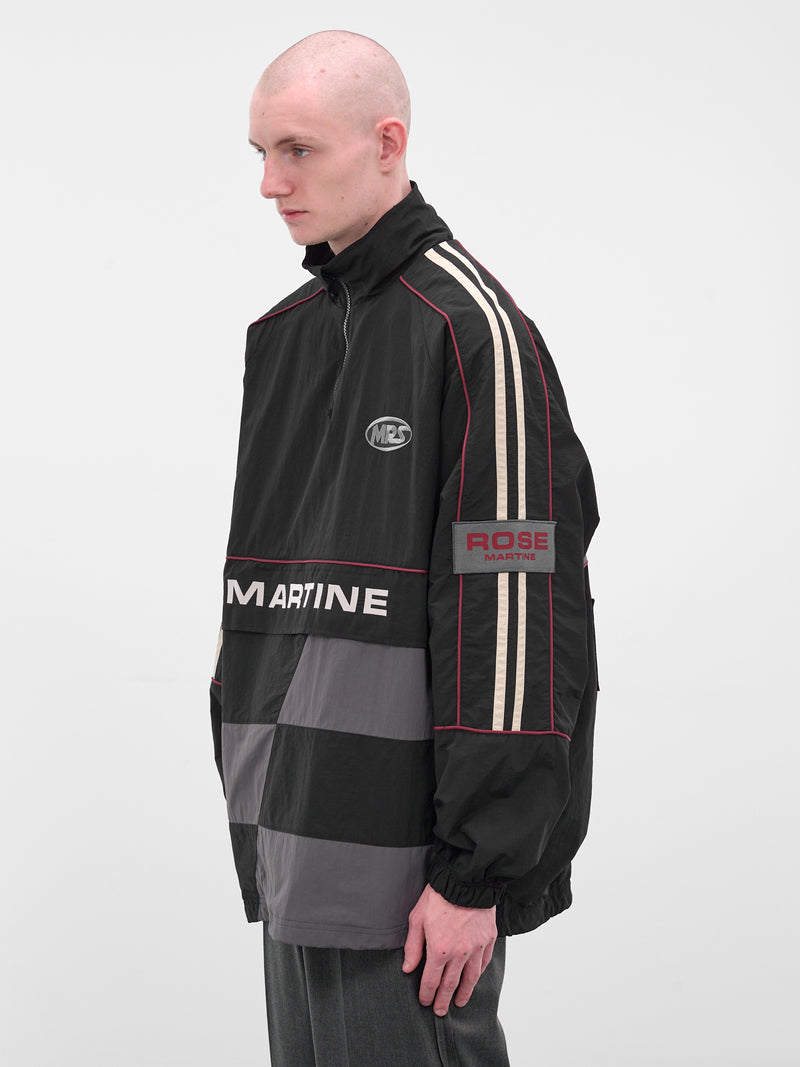 Black Hockey Nylon Pullover (121WP01009-BLACK-GREY)