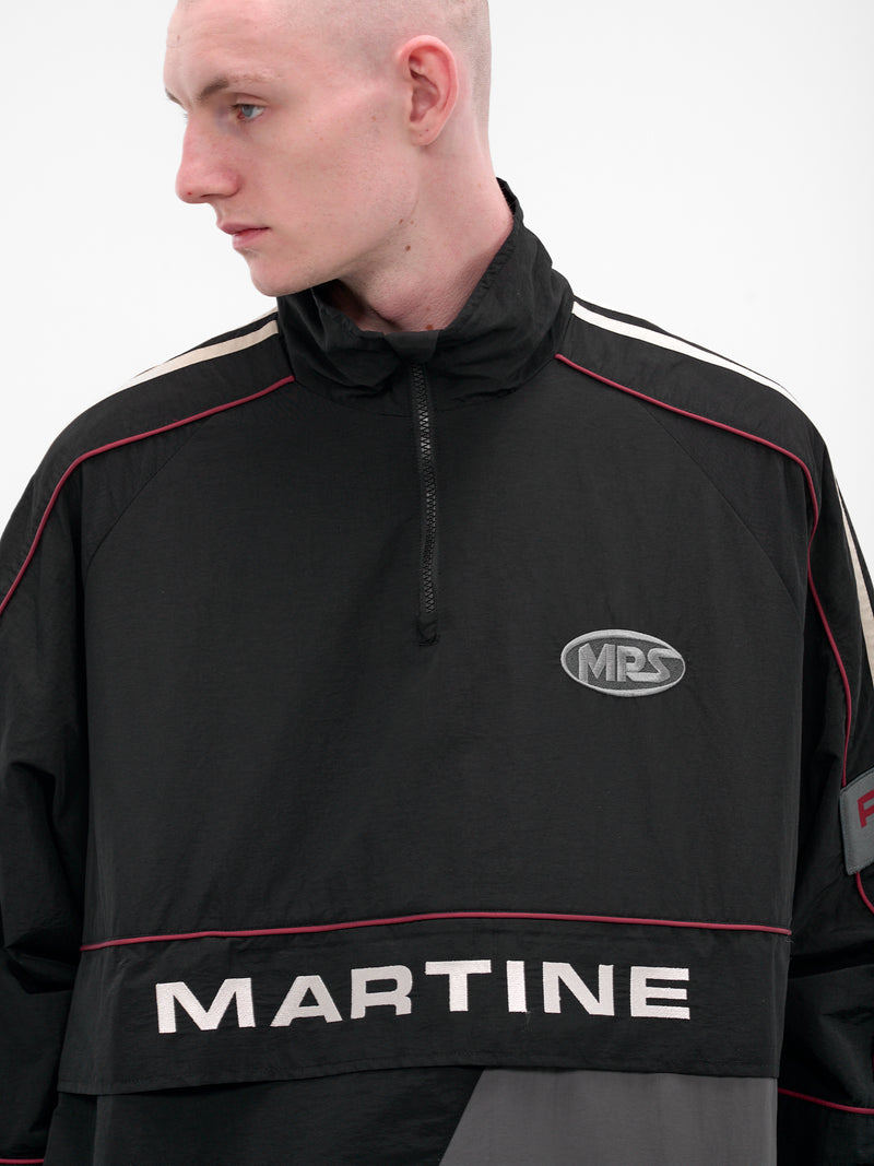 Black Hockey Nylon Pullover (121WP01009-BLACK-GREY)