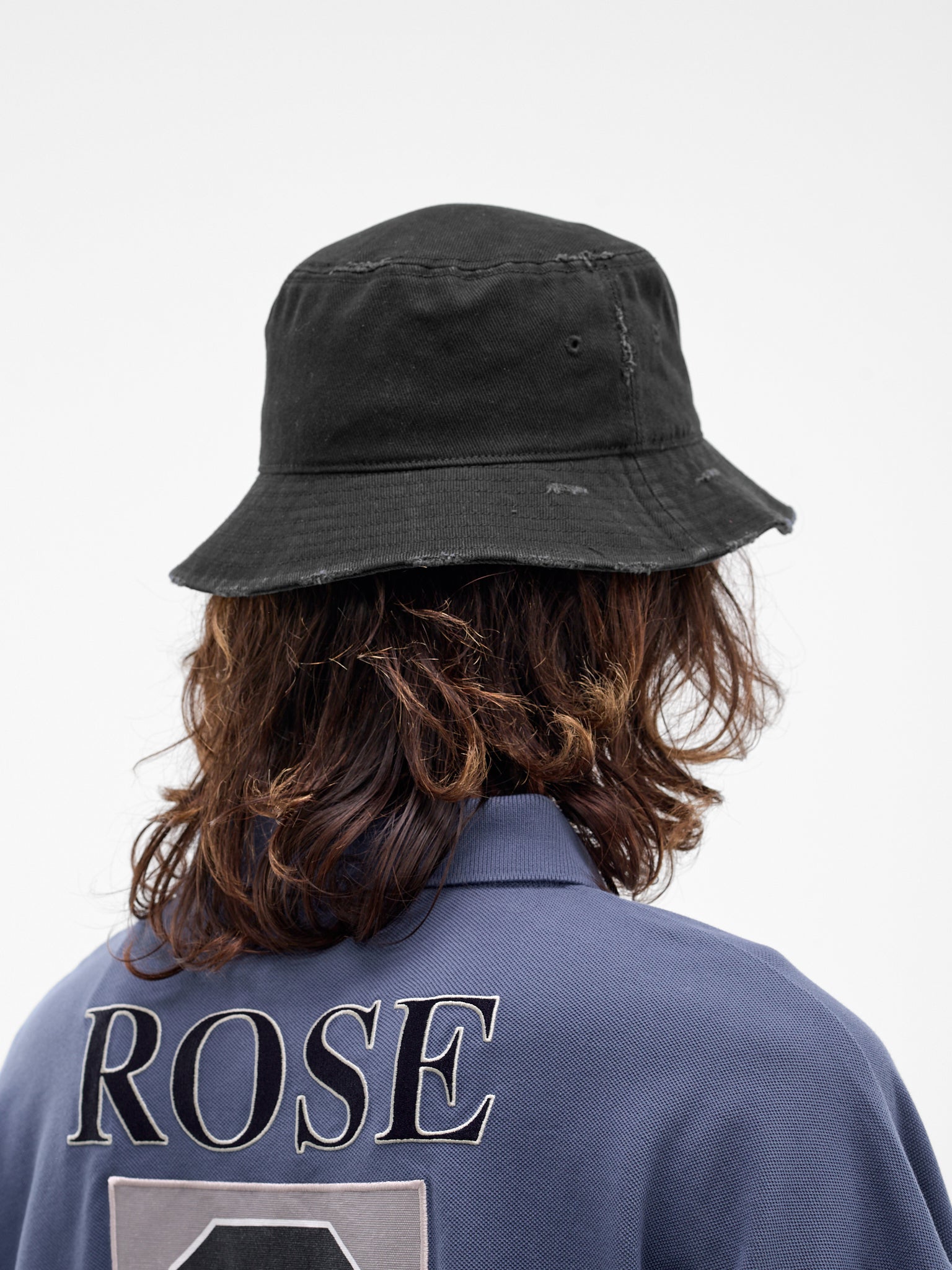 Black Distressed Bucket Hat (1224WP13002-BLACK)