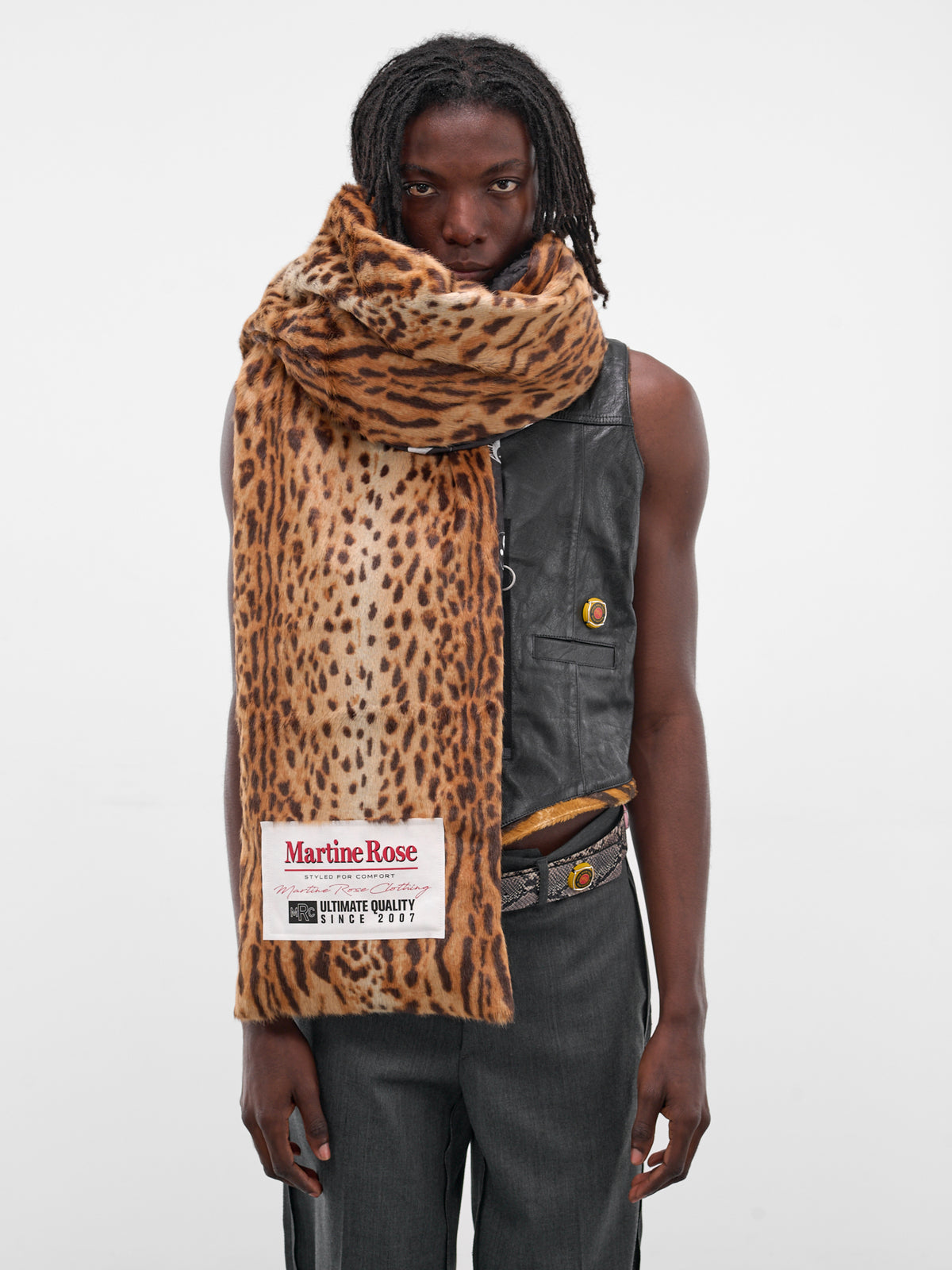 Reversible Yinyang Cheetah Padded Scarf (1229WS34050-BLACK)