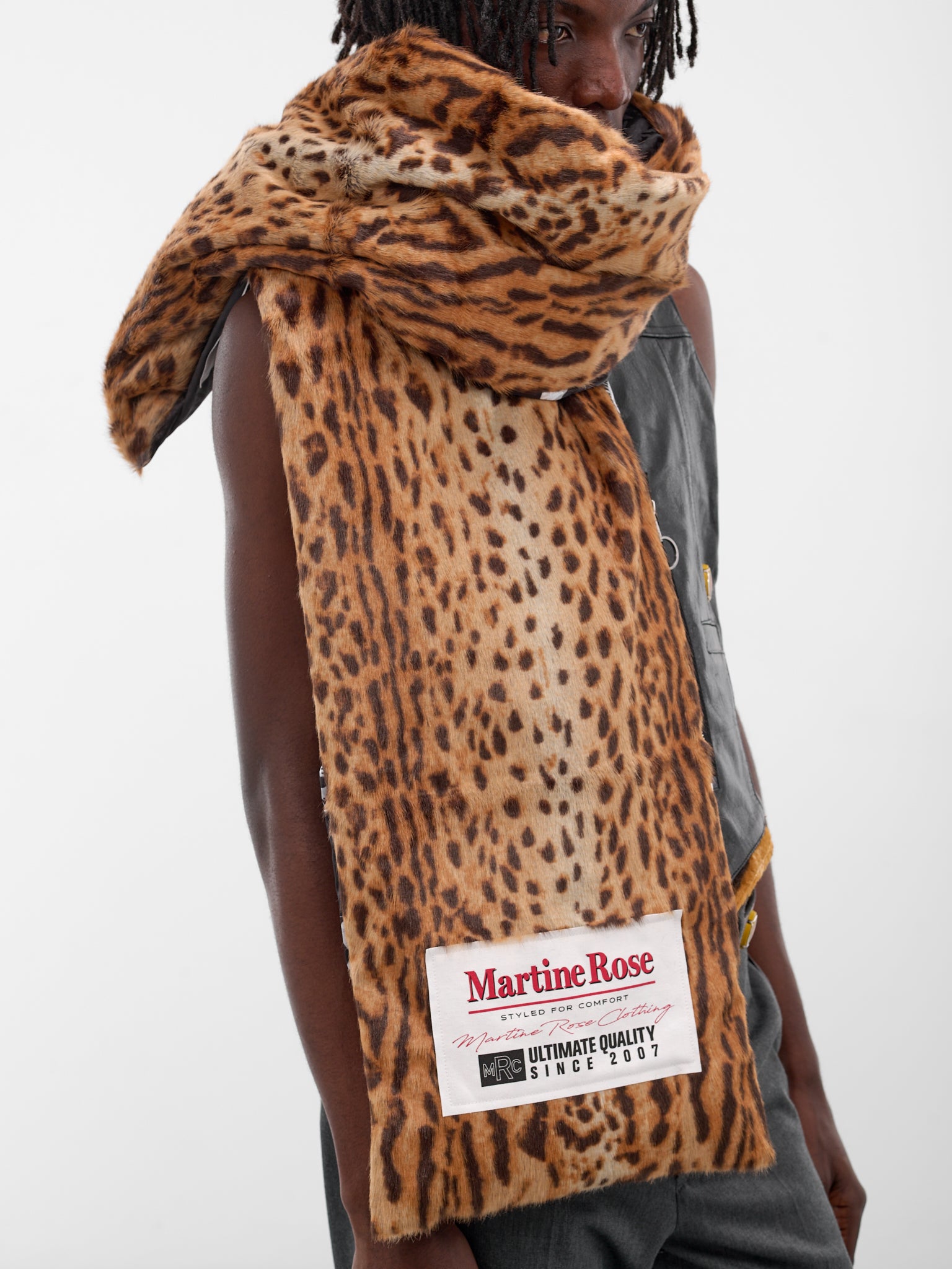 Reversible Yinyang Cheetah Padded Scarf (1229WS34050-BLACK)