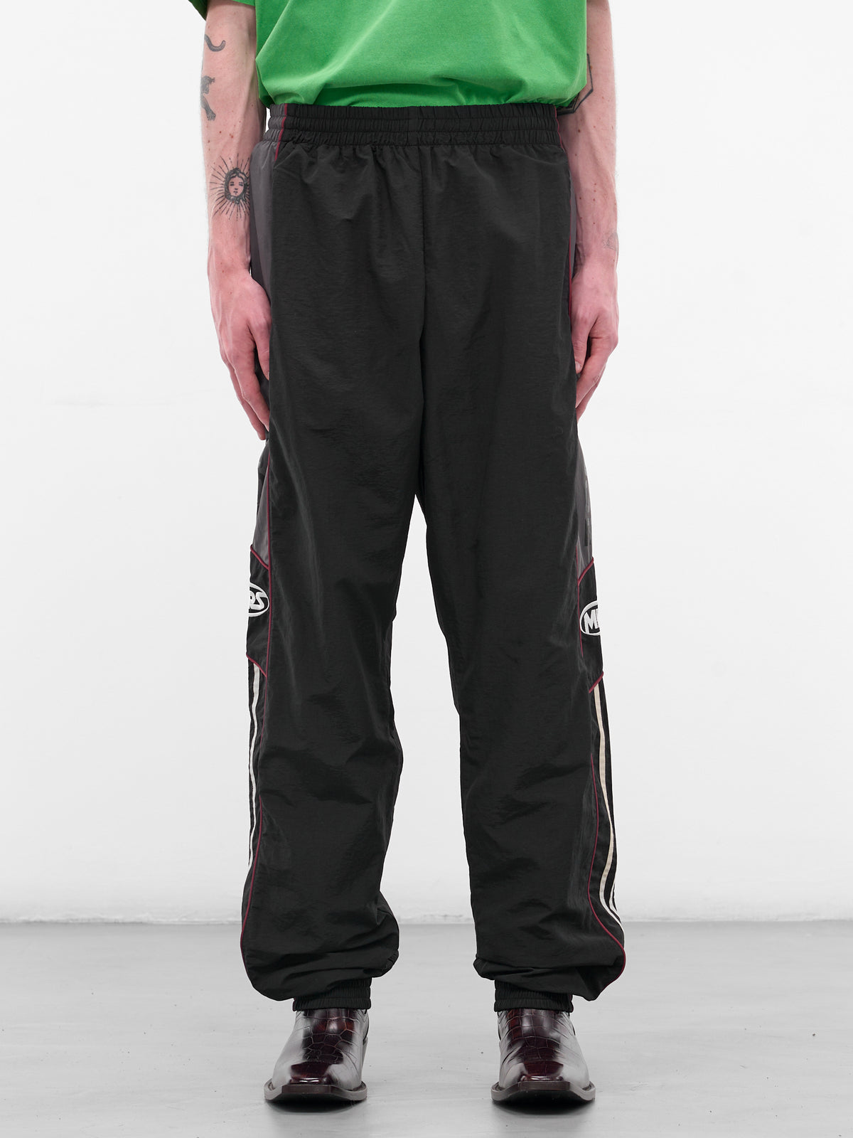 Black Nylon Stripe Joggers (122WP01009-BLACK-GREY)