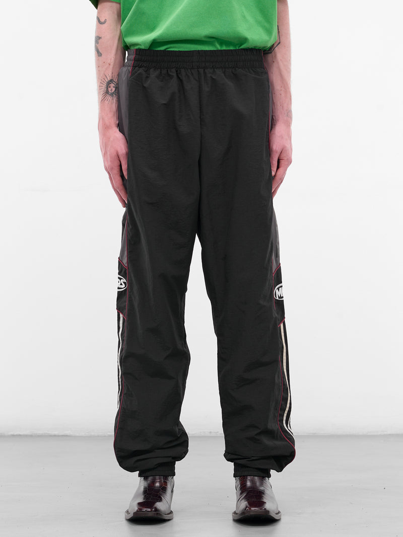Black Nylon Stripe Joggers (122WP01009-BLACK-GREY)