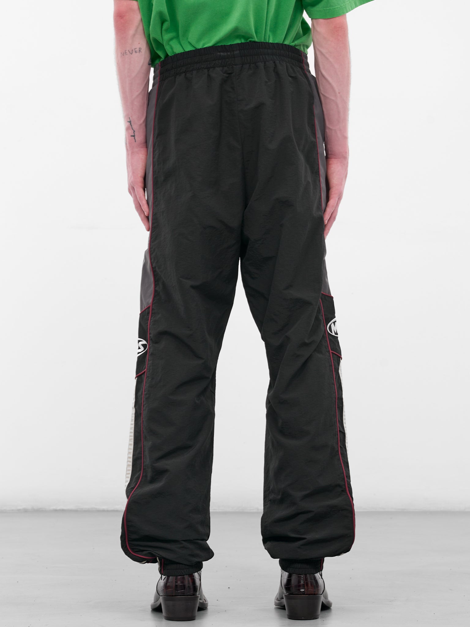 Black Nylon Stripe Joggers (122WP01009-BLACK-GREY)