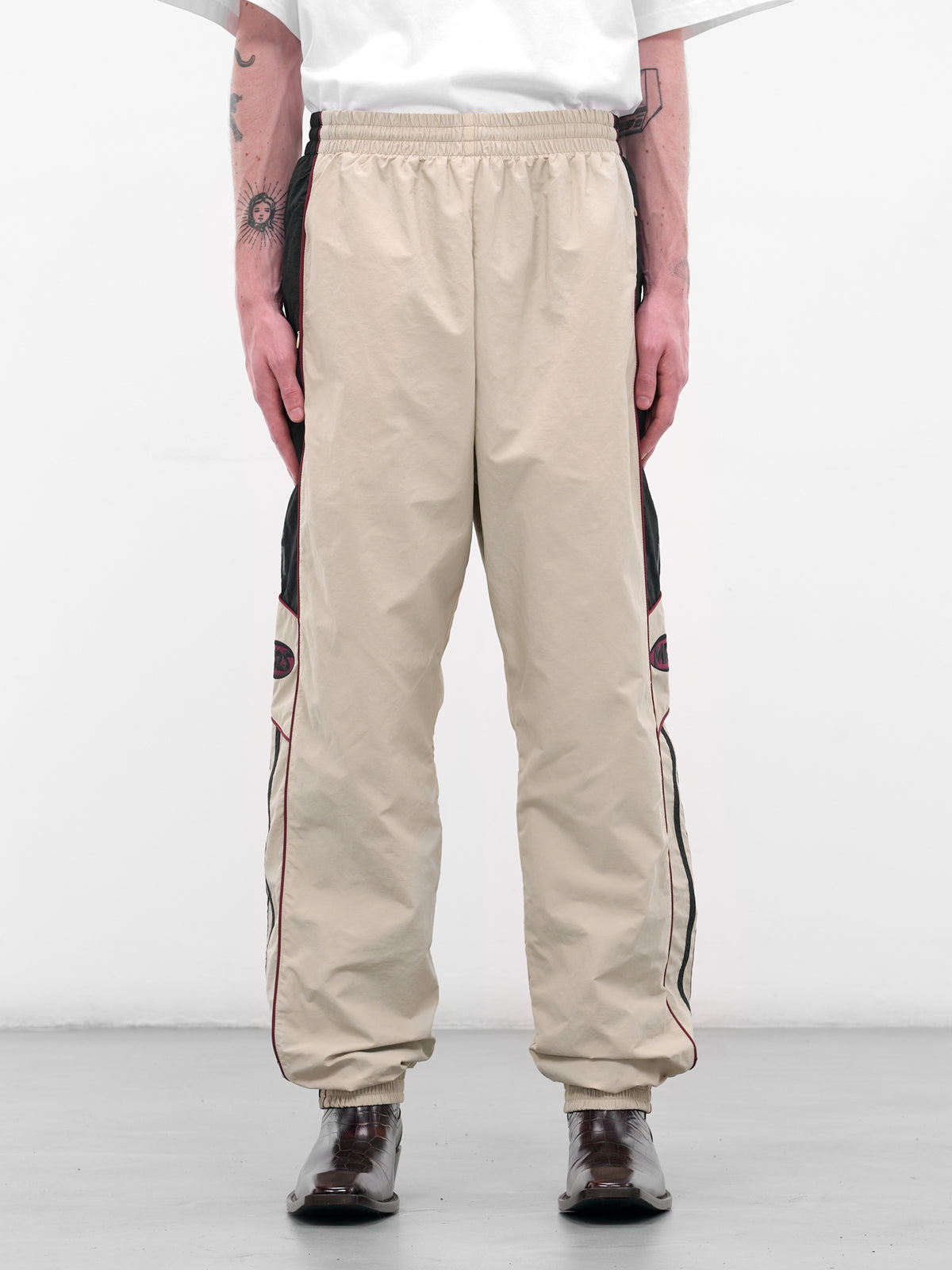 Cream Nylon Stripe Joggers (122WP01052-WHITE)