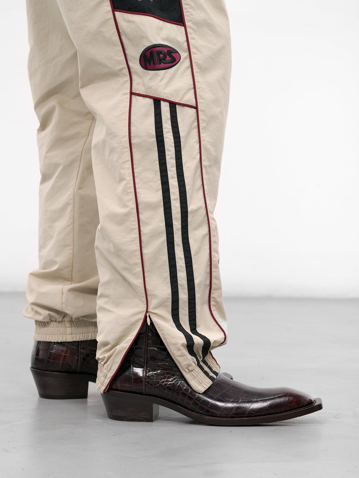 Cream Nylon Stripe Joggers (122WP01052-WHITE)