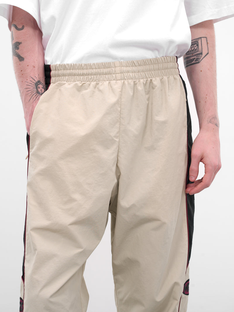 Cream Nylon Stripe Joggers (122WP01052-WHITE)