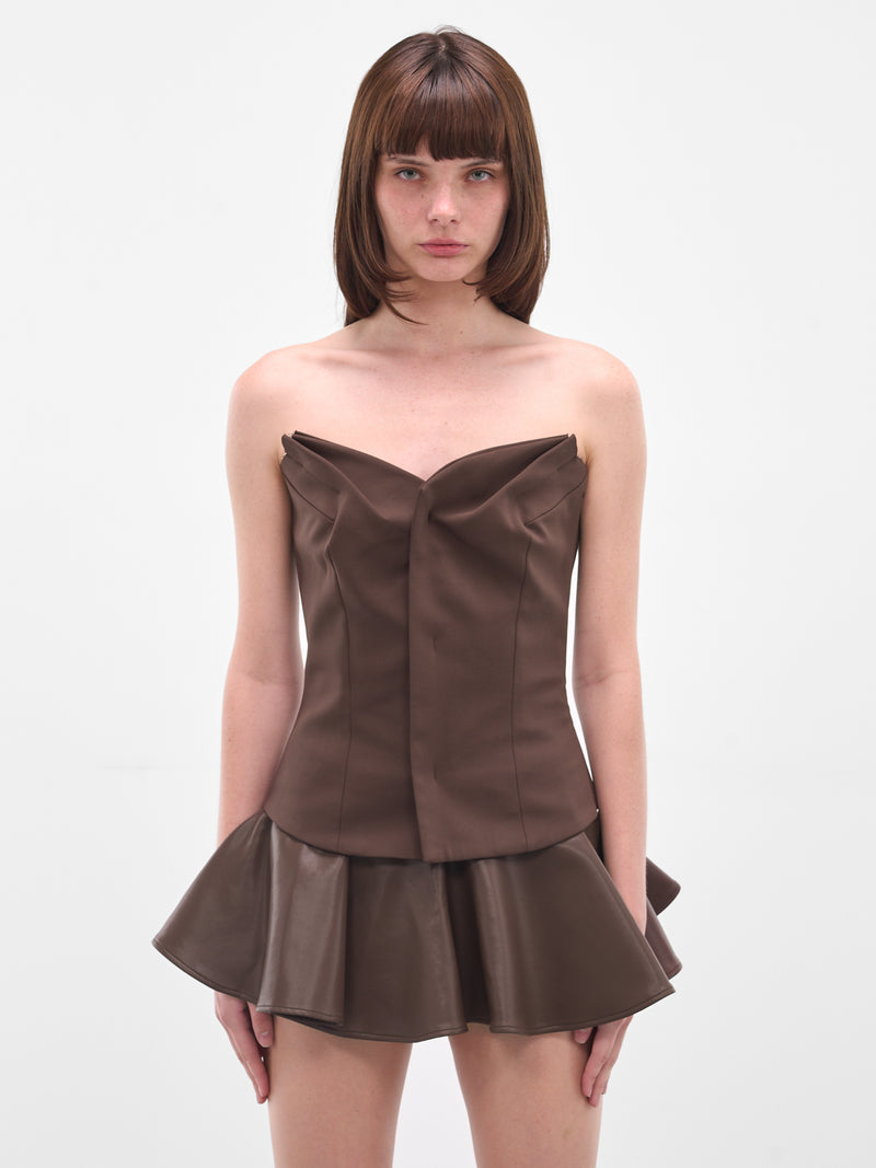 Brown Sculptural Deconstructed Suiting Bustier (12310642301-BROWN)