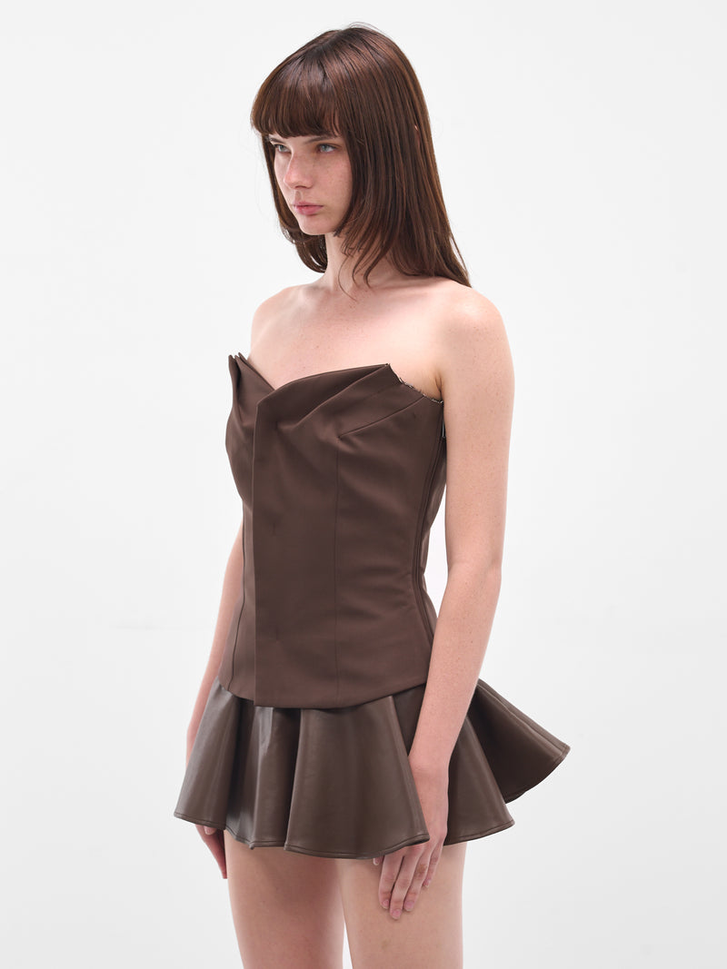 Brown Sculptural Deconstructed Suiting Bustier (12310642301-BROWN)