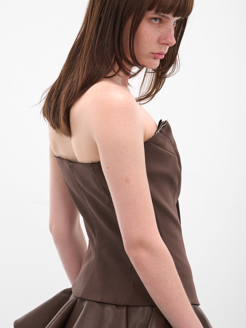 Brown Sculptural Deconstructed Suiting Bustier (12310642301-BROWN)