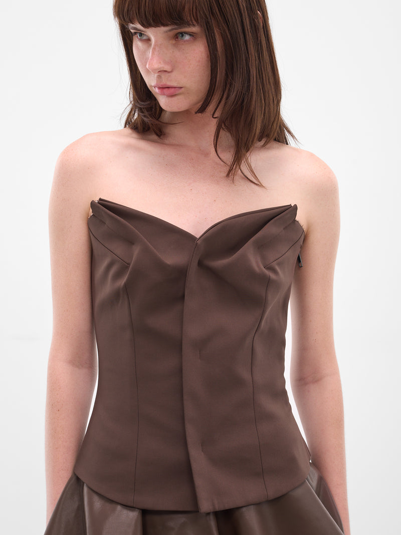 Brown Sculptural Deconstructed Suiting Bustier (12310642301-BROWN)