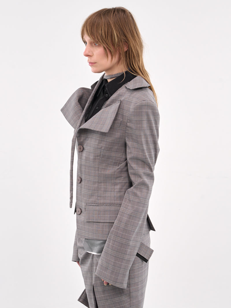 Off-Shoulder Blazer (12360062302-GREY)