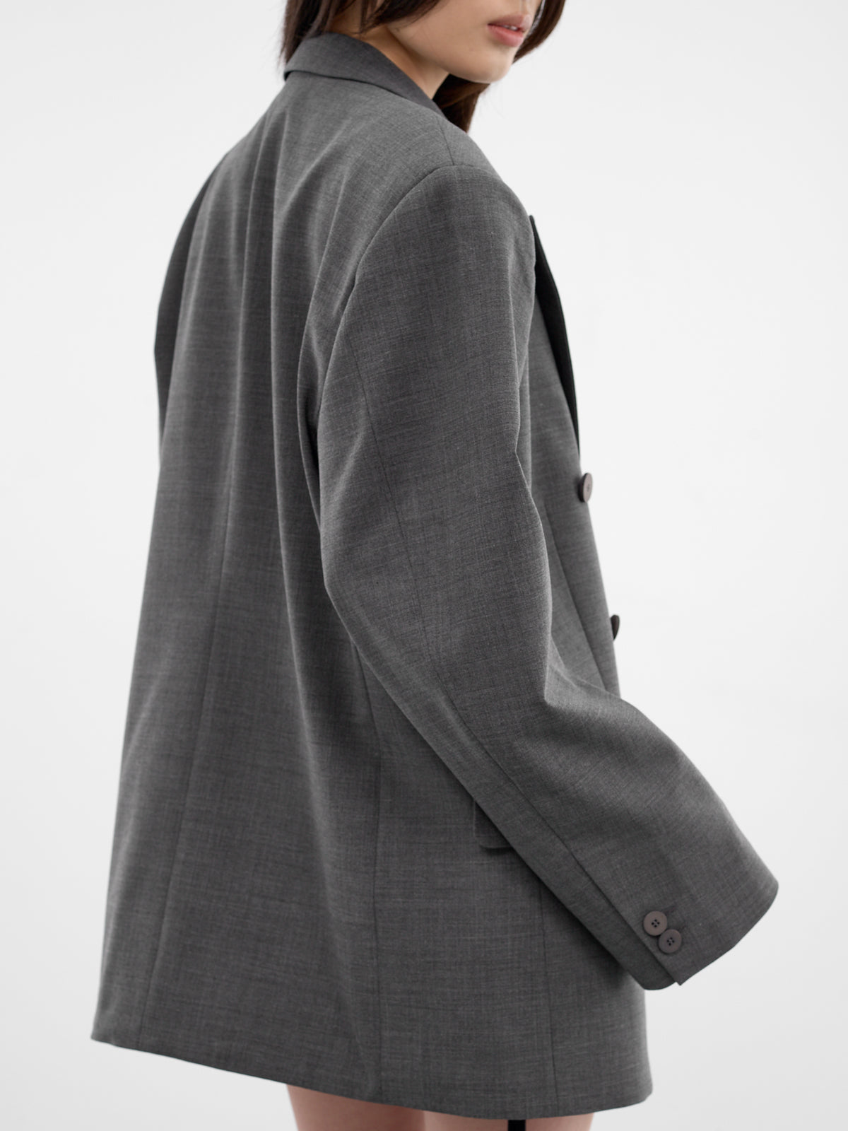 Gray Flex Wool Oversized Blazer (12360272302-GREY)