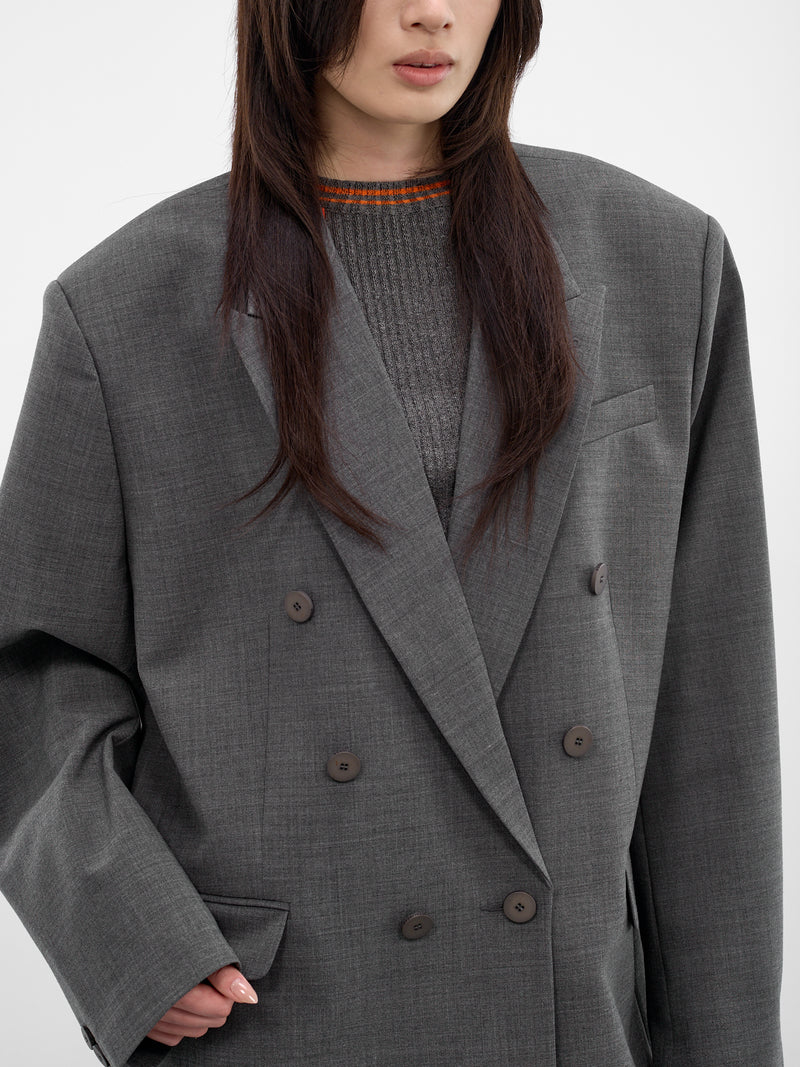 Gray Flex Wool Oversized Blazer (12360272302-GREY)