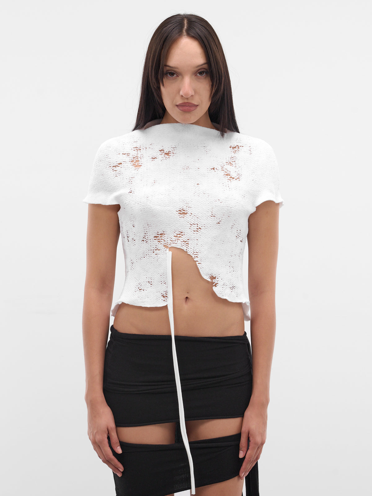 White Sculptural Knit Top (12410743001-WHITE)