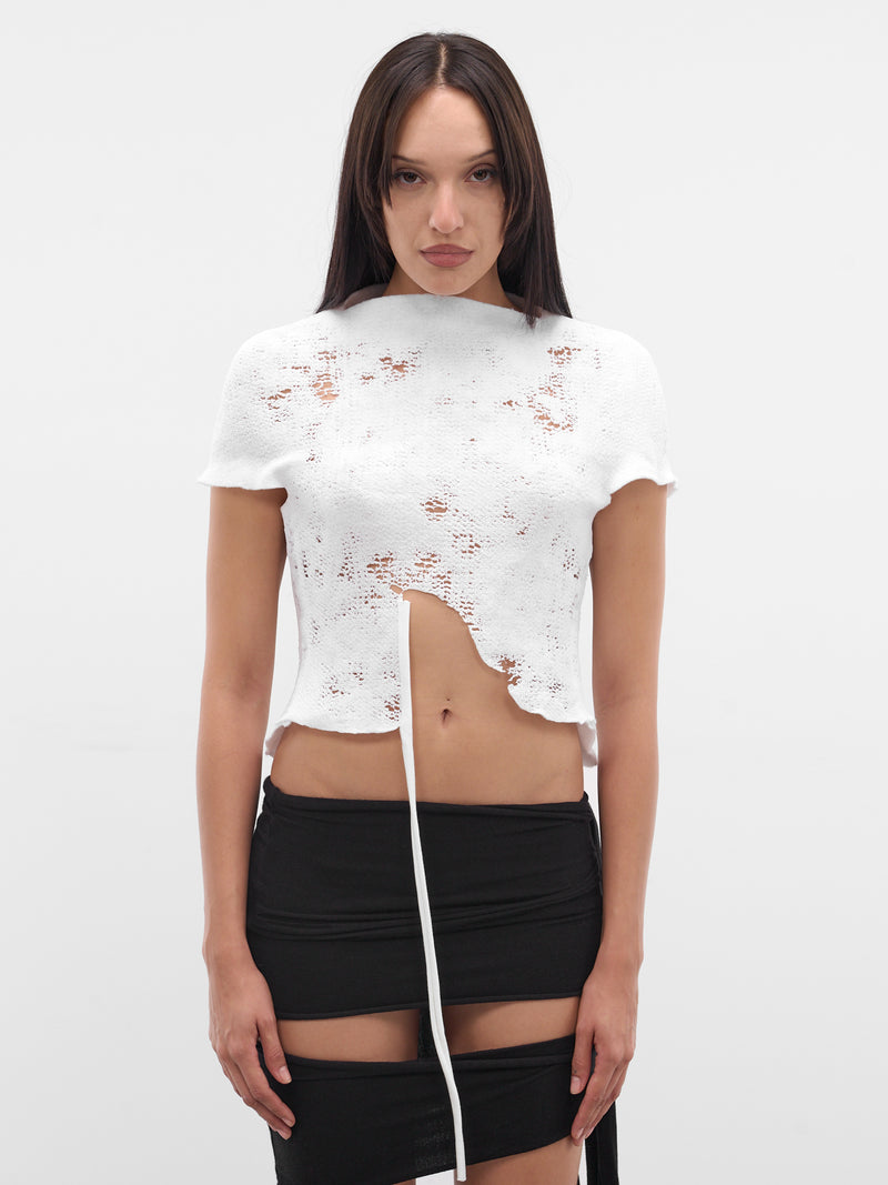 White Sculptural Knit Top (12410743001-WHITE)