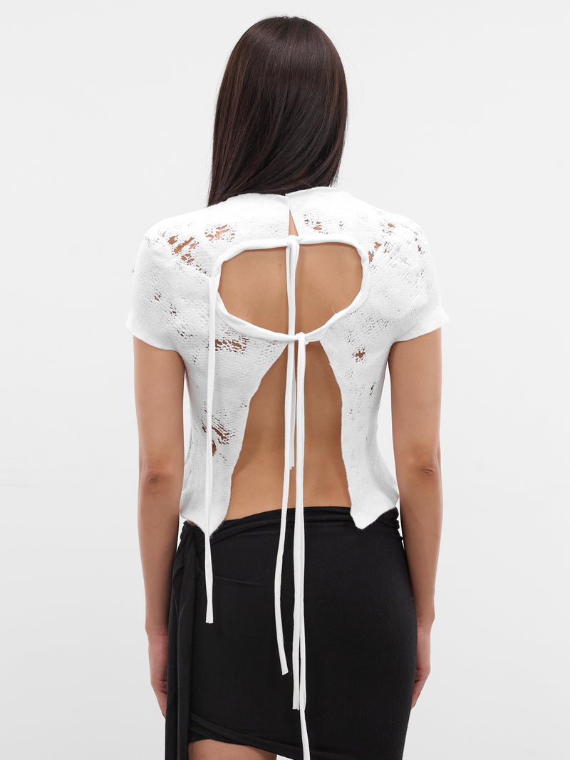 White Sculptural Knit Top (12410743001-WHITE)