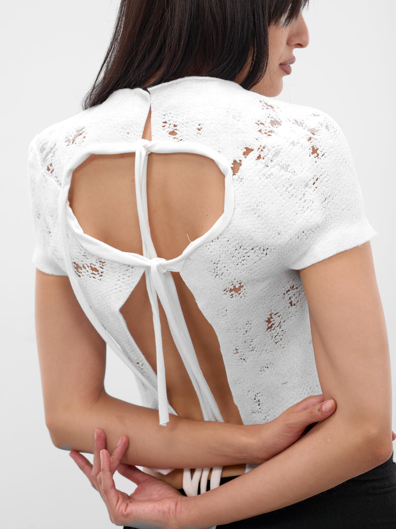 White Sculptural Knit Top (12410743001-WHITE)