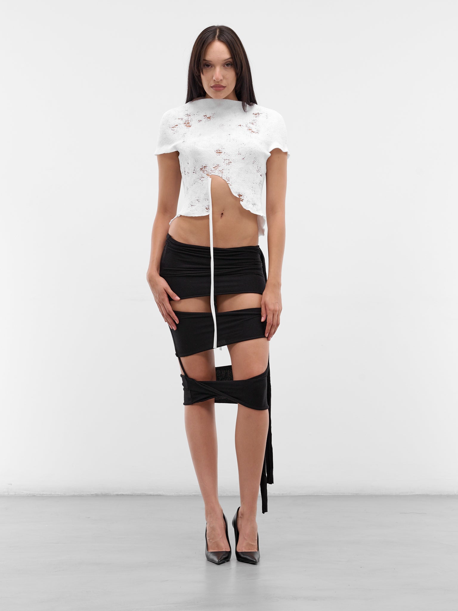 White Sculptural Knit Top (12410743001-WHITE)