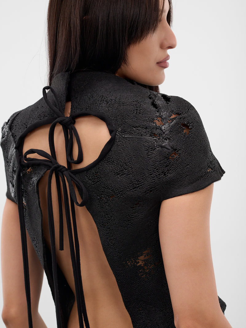 Black Sculptural Knit Top (12410743002-BLACK)