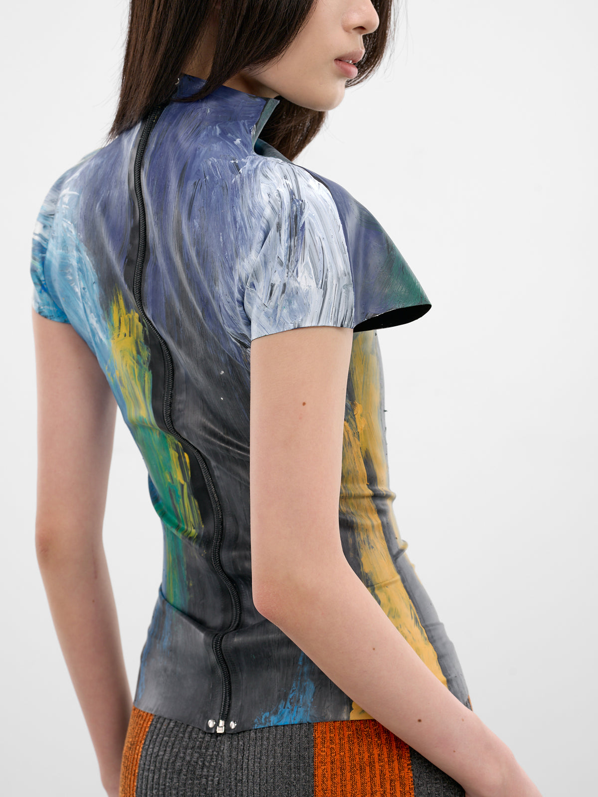 Abstract Painted Muse Stretch Top (12410863001-BLACK-MULTI)