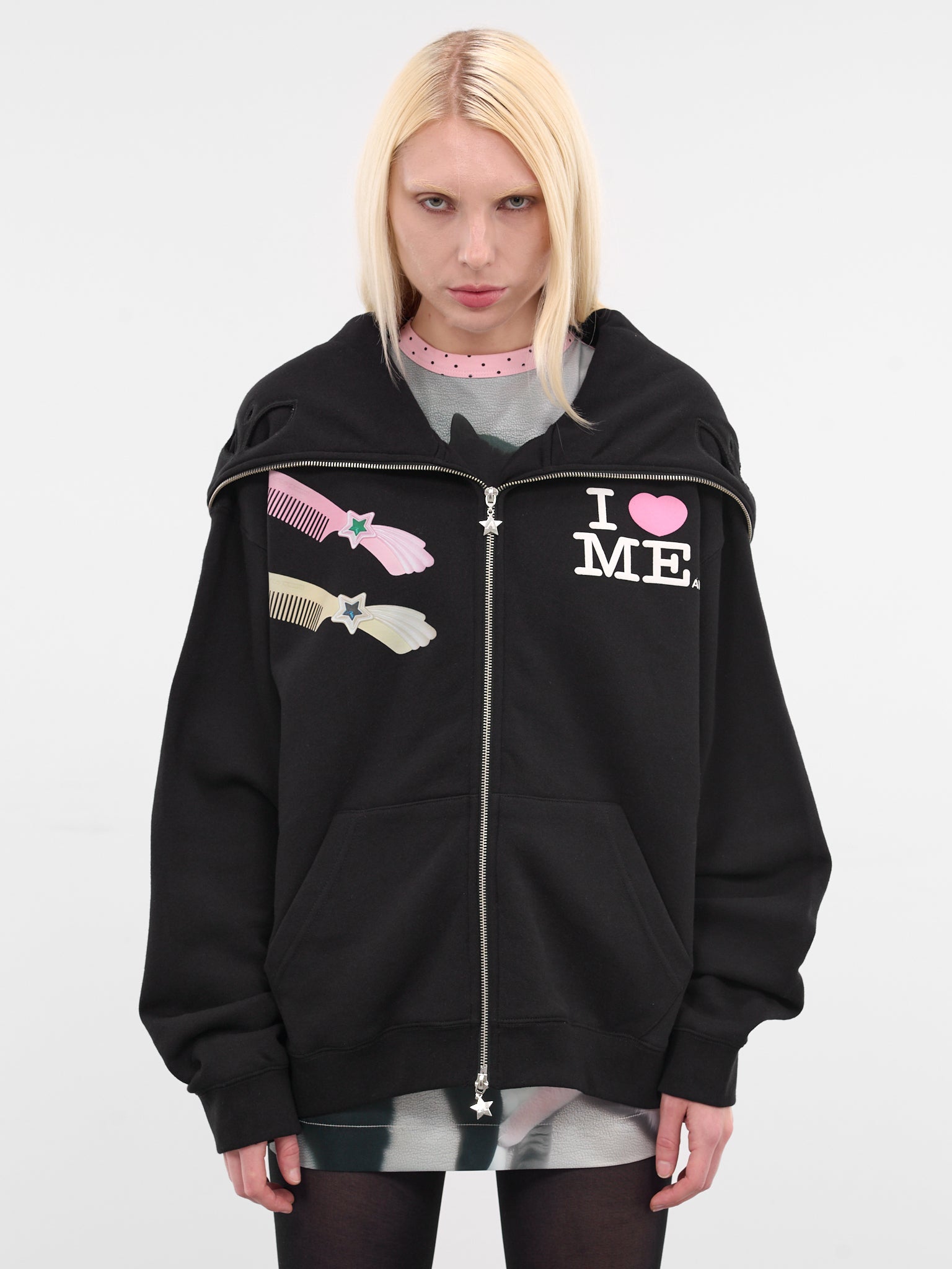 'I Heart Me' Butterfly Hoodie (125-MALTESE-BLACK)
