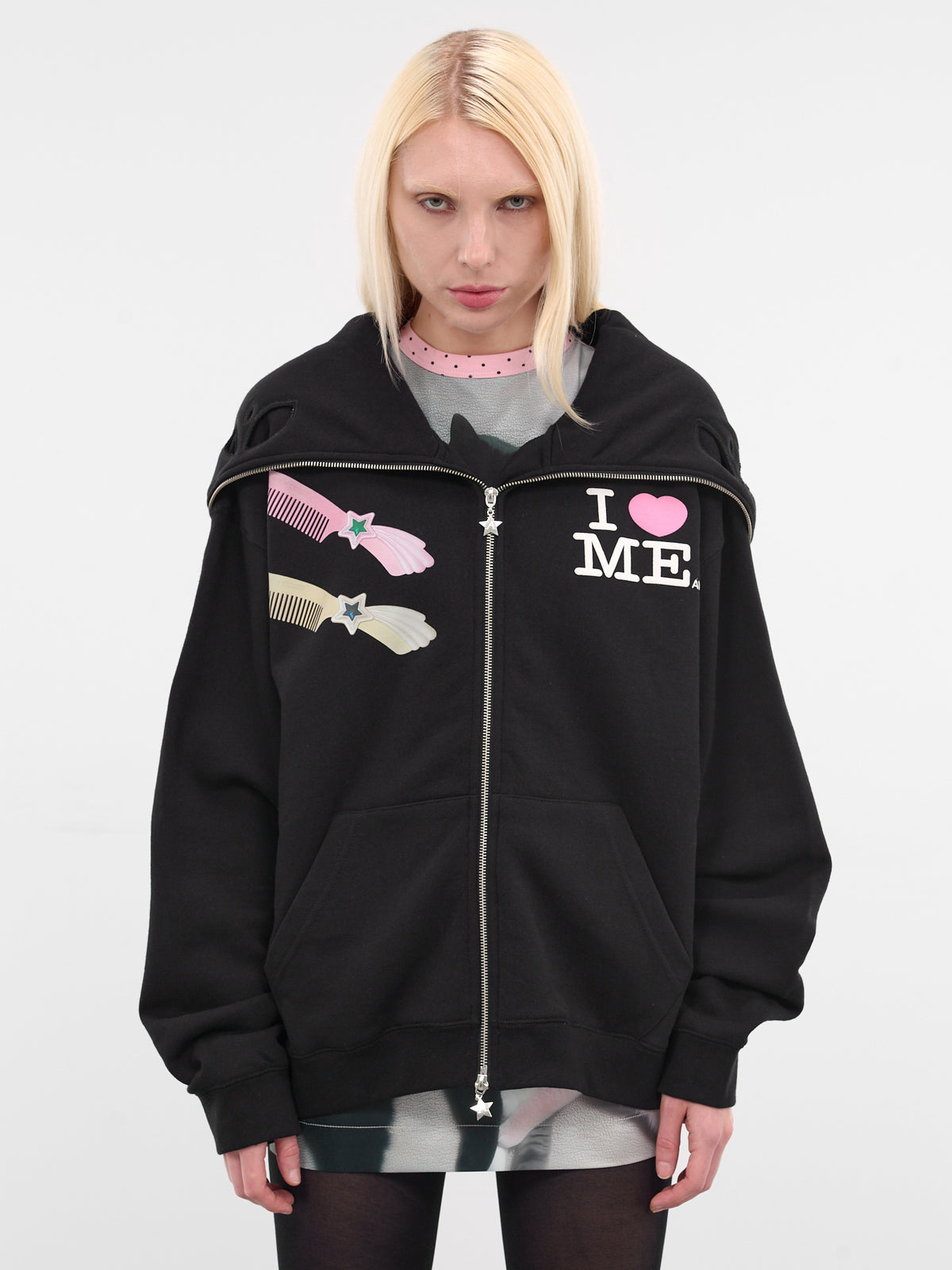'I Heart Me' Butterfly Hoodie (125-MALTESE-BLACK)