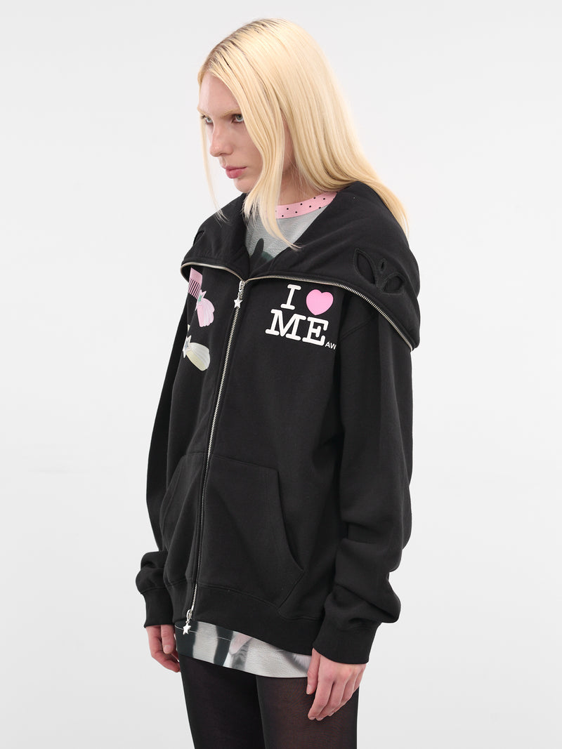 'I Heart Me' Butterfly Hoodie (125-MALTESE-BLACK)