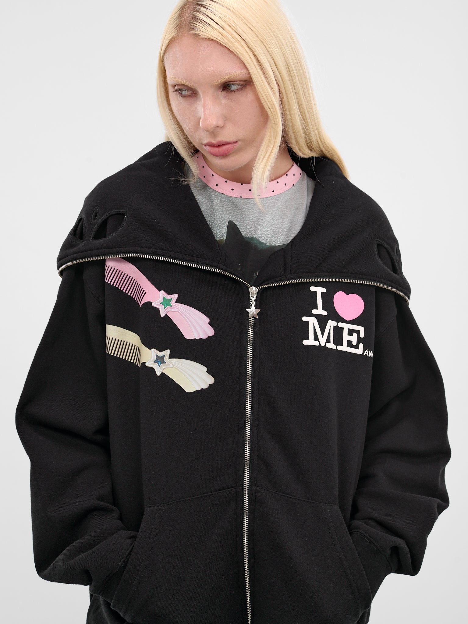 'I Heart Me' Butterfly Hoodie (125-MALTESE-BLACK)