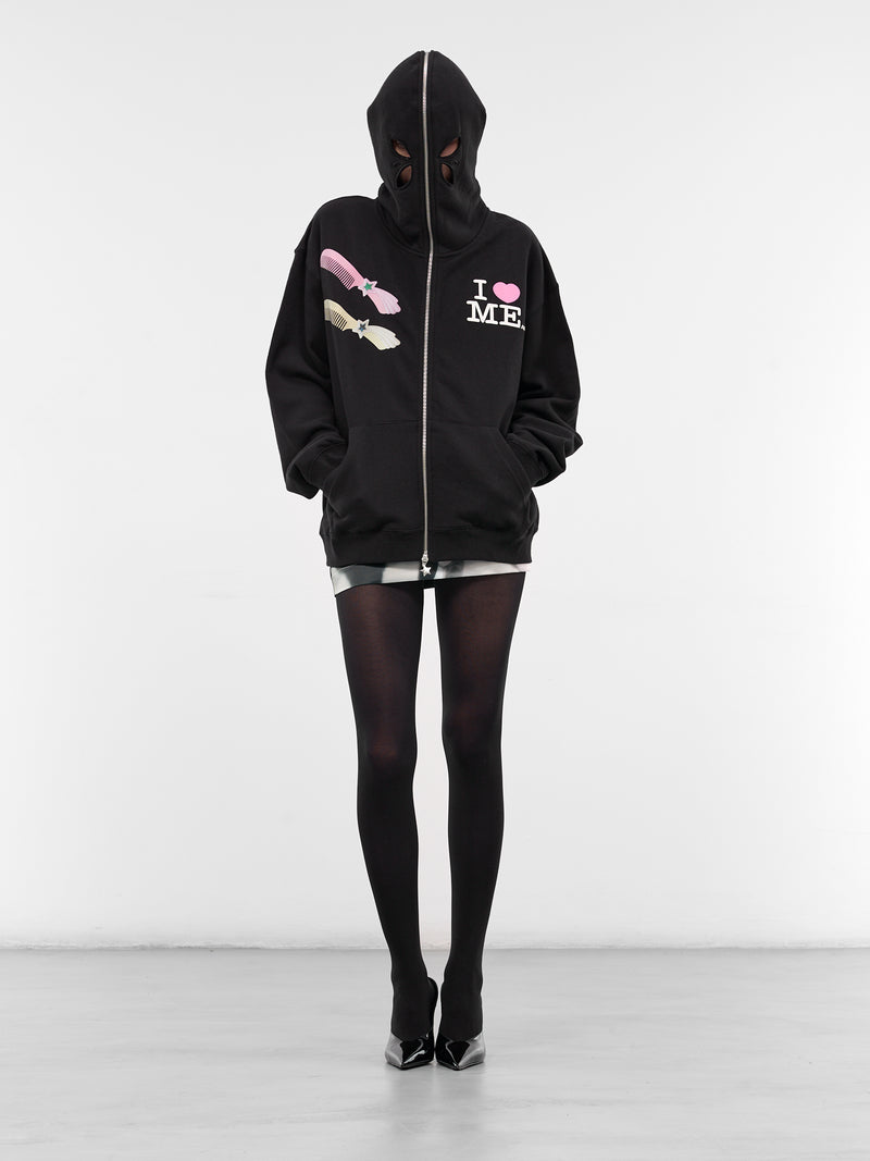 'I Heart Me' Butterfly Hoodie (125-MALTESE-BLACK)