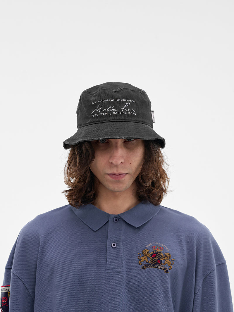Black Distressed Bucket Hat (1224WP13002-BLACK)