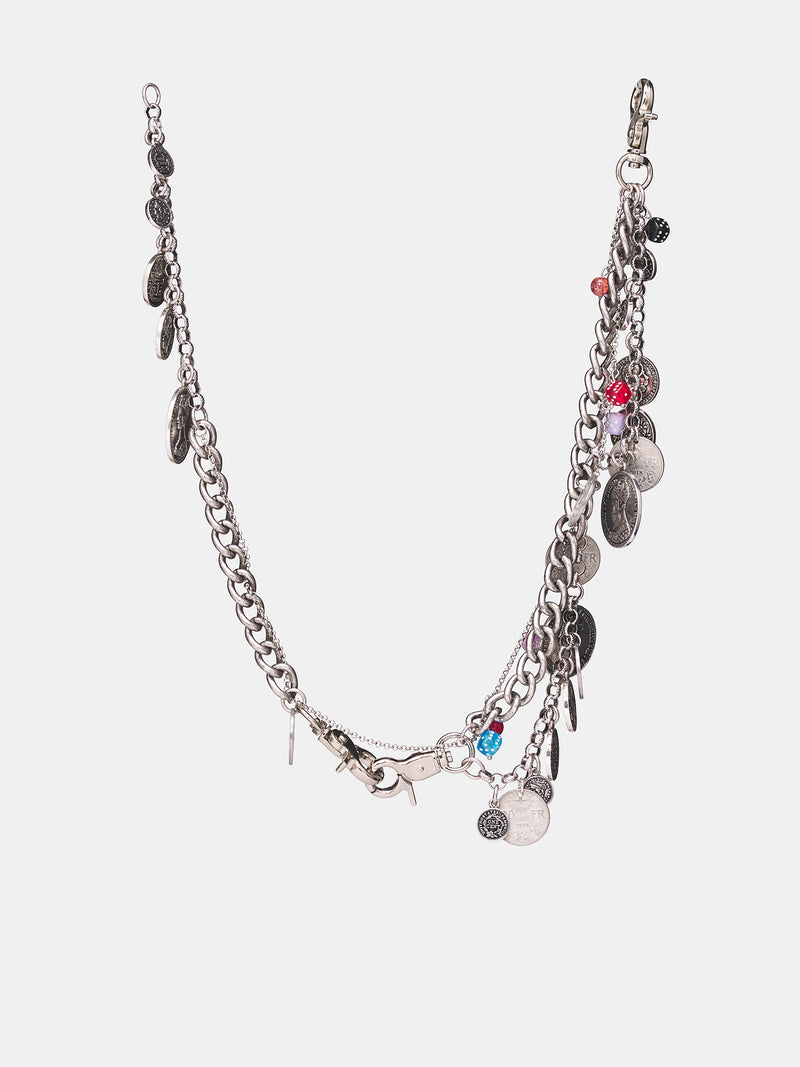 Silver Layered Fortune Charm Necklace (12590412501-SILVER-MULTI)