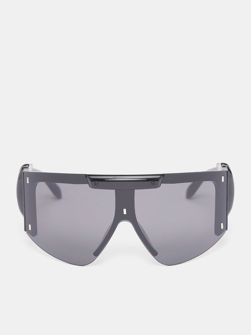 Black Knotted Shield Sunglasses (12790022701-BLACK)