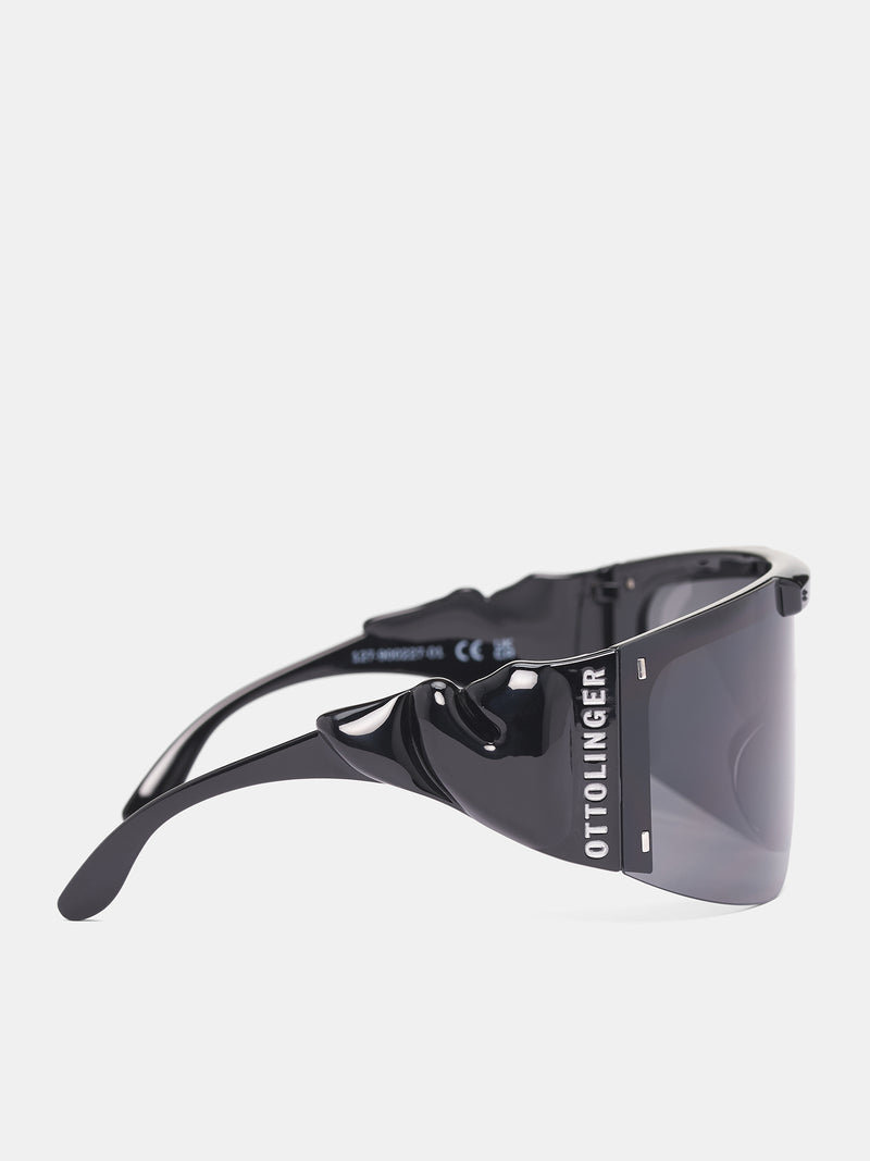 Black Knotted Shield Sunglasses (12790022701-BLACK)