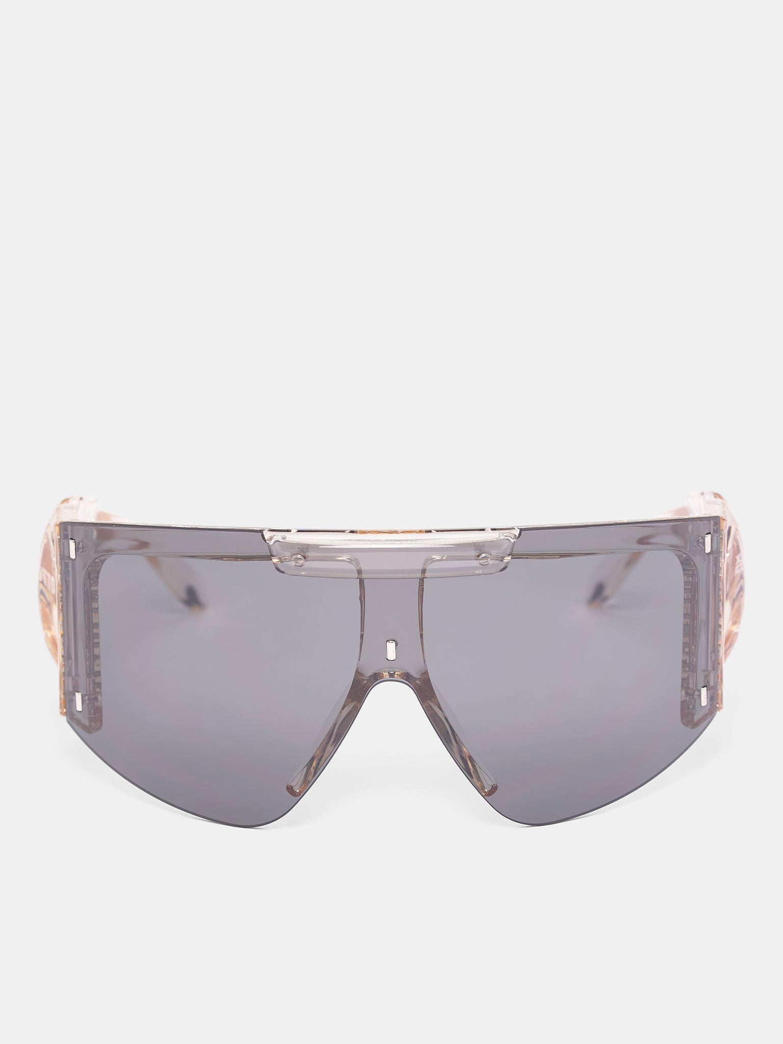 Transparent Knotted Shield Sunglasses (12790022702-BLACK-CLEAR)