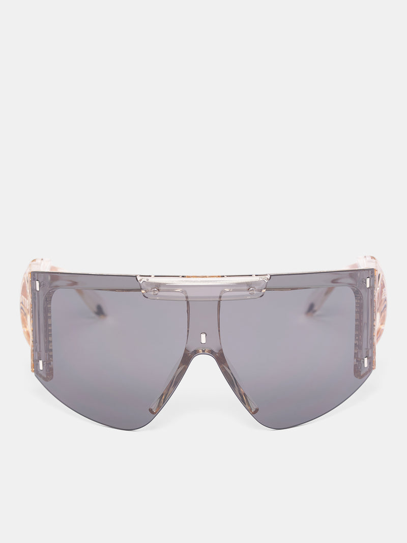 Transparent Knotted Shield Sunglasses (12790022702-BLACK-CLEAR)