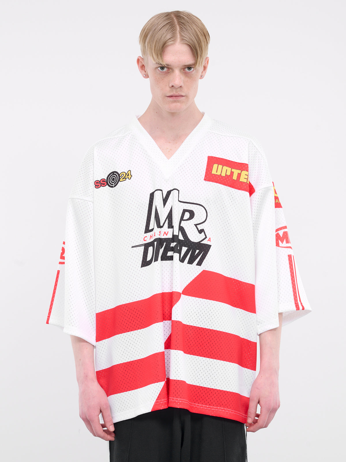 Oversized Football Jersey (129-WHITE-RED)