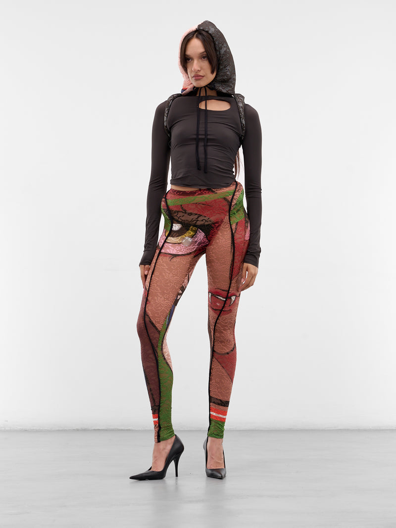 Patchwork Lace Graphic Leggings (10220340403-PRINT)