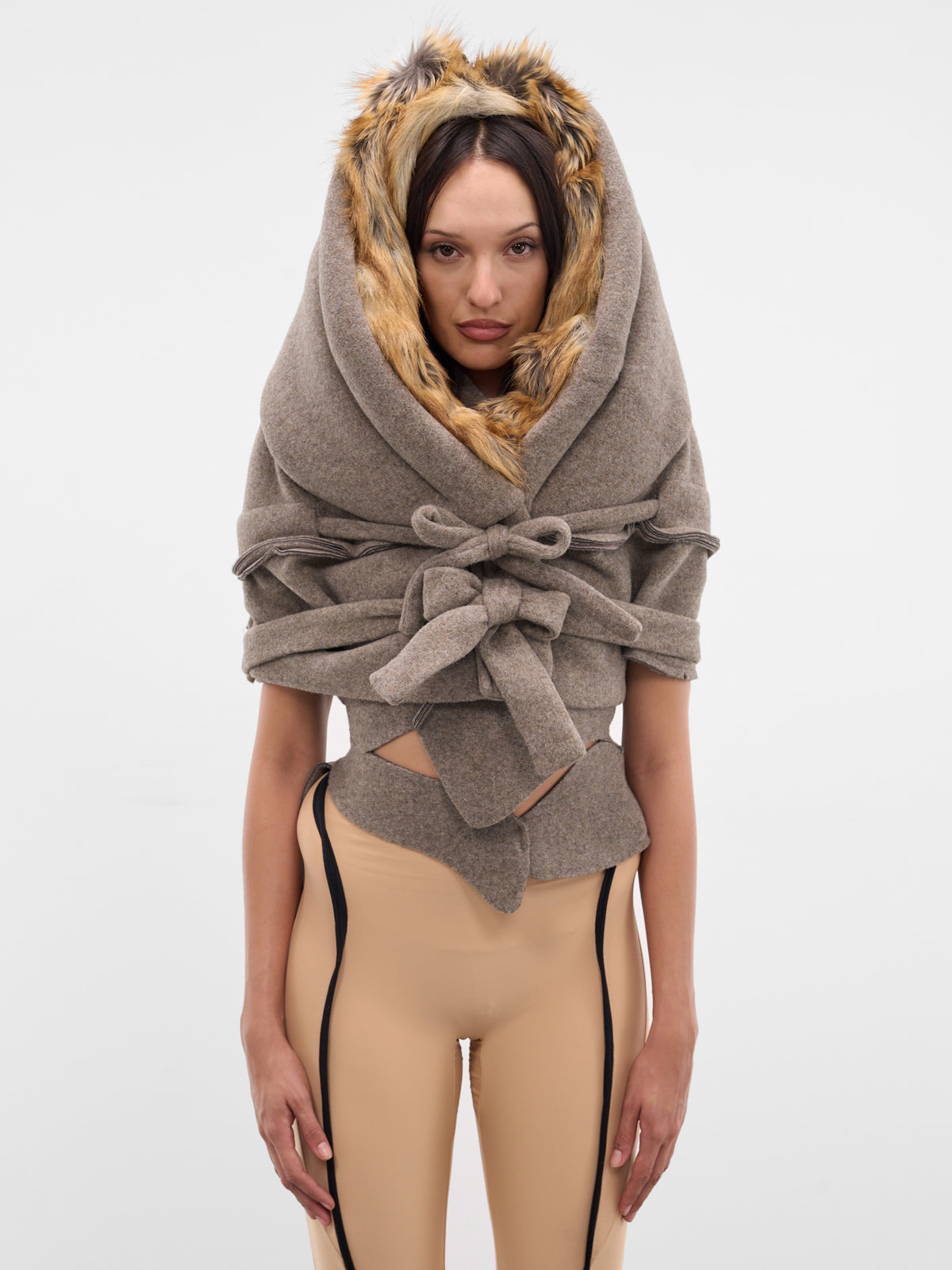 Gray Super Furry Hood Shawl (12990332801-GREY)