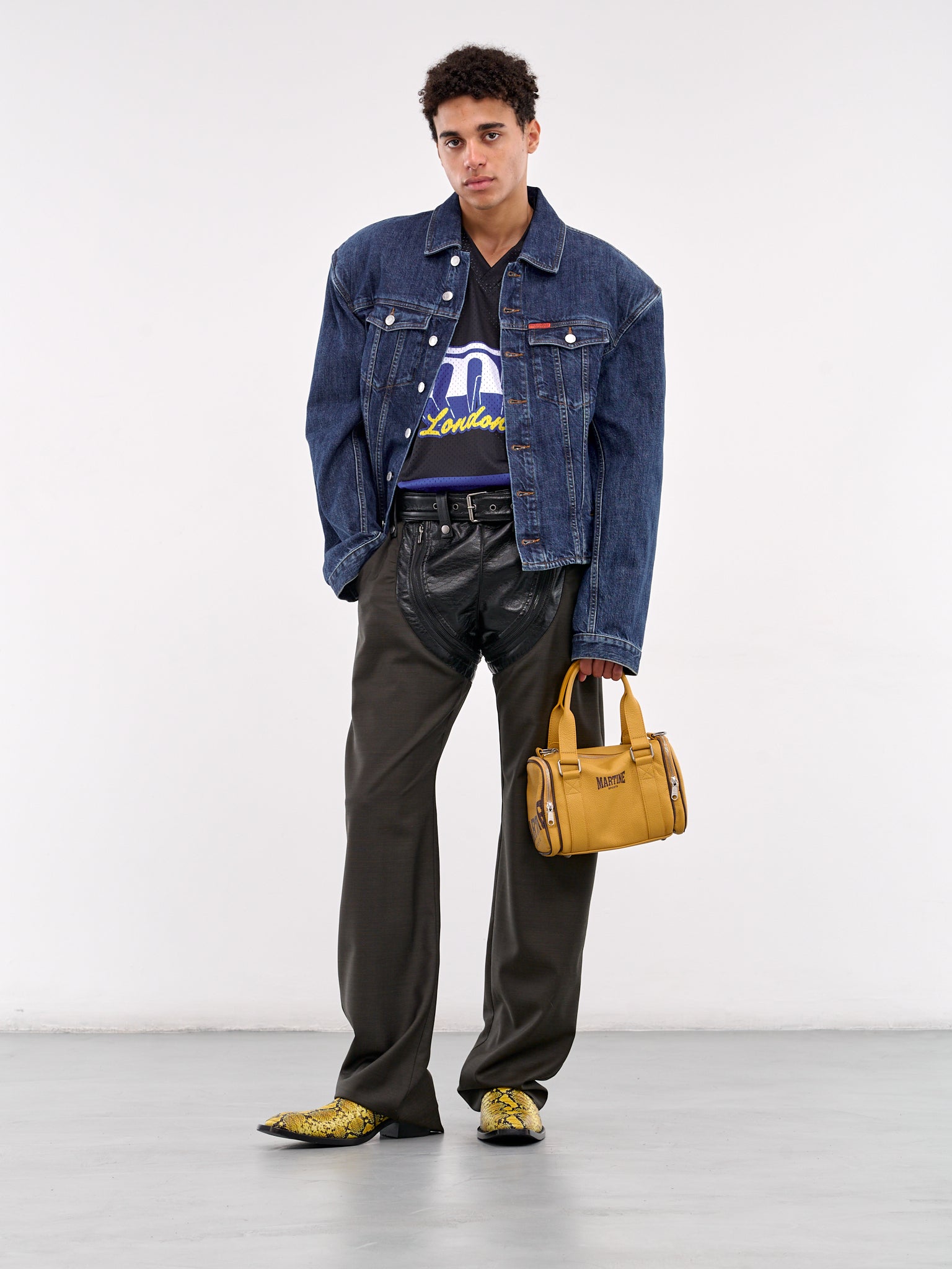 Leather Zip Panel Trousers (360WT10414-GREEN)