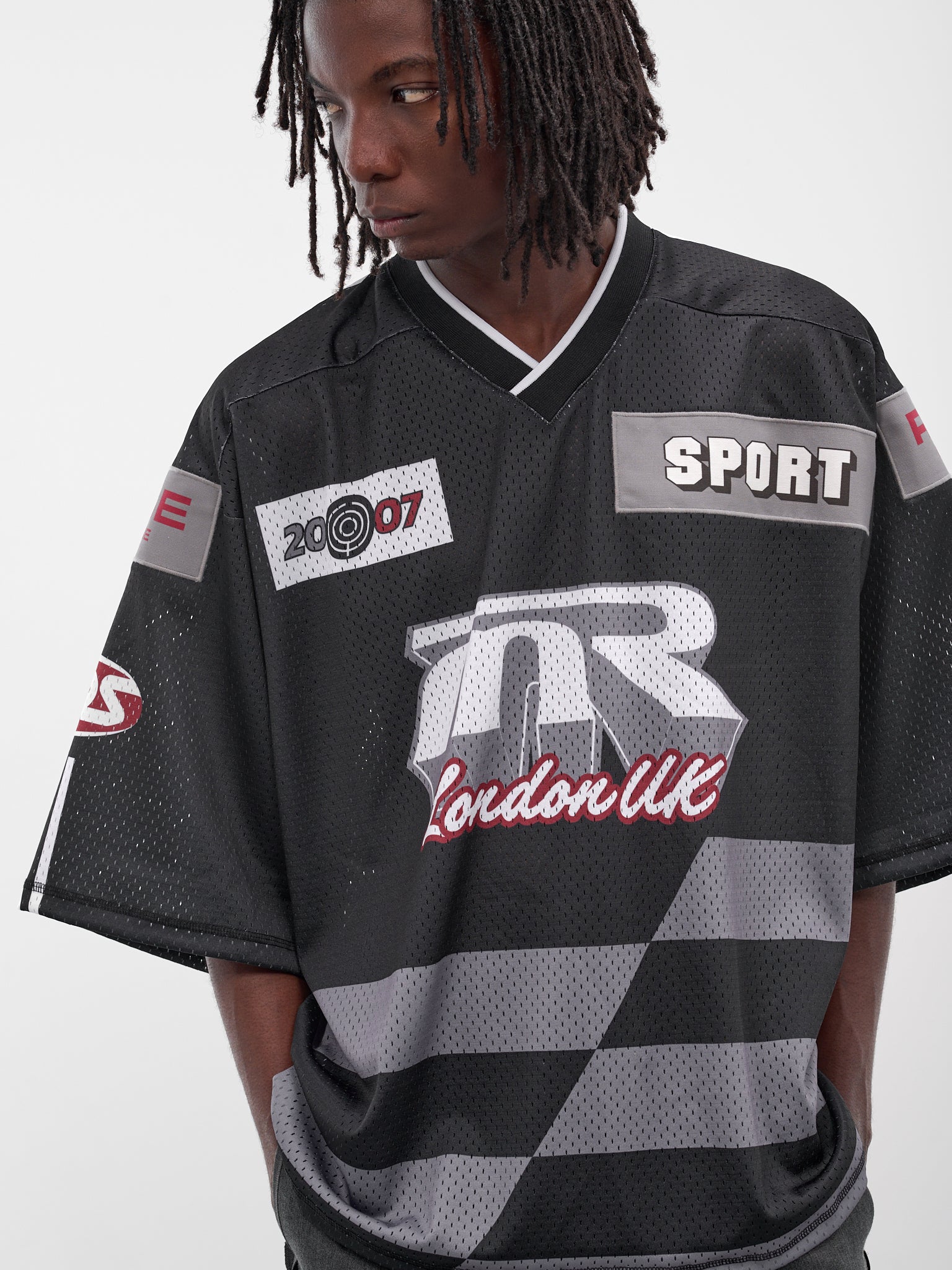 Black Graphic Hockey Jersey (129JT10009-BLACK-GREY)