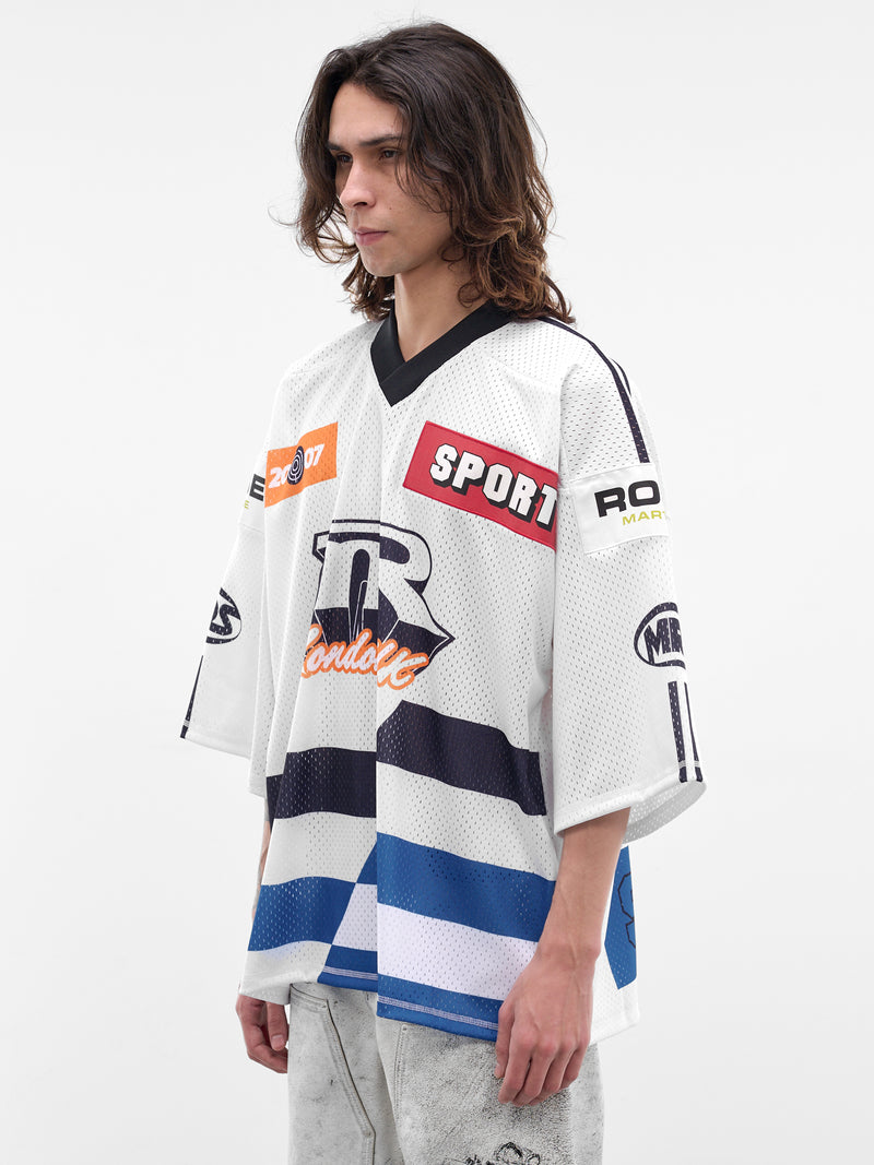 White Mesh Oversized Hockey Top (129JT10063-WHITE)