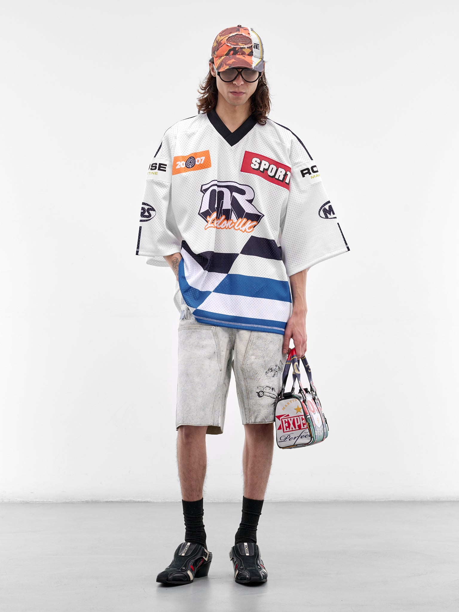 White Mesh Oversized Hockey Top (129JT10063-WHITE)